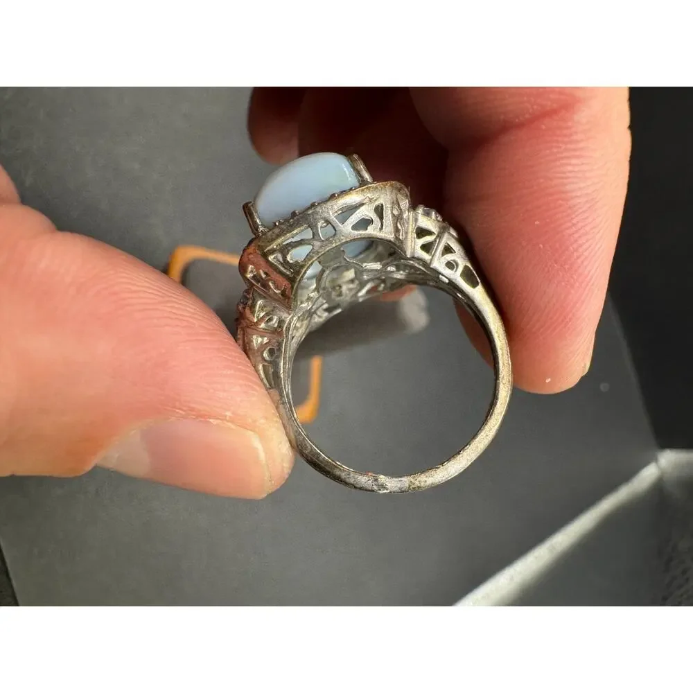 Vtg STS Chuck Clemency Sterling Silver 925 Blue Ring Tanzanite Filigree Sz 10